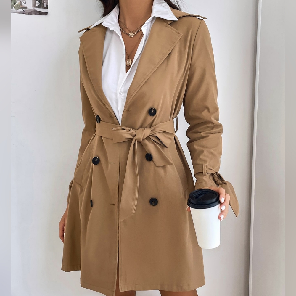 Double Breasted Belted Trench Coat - Picture 2 of 5